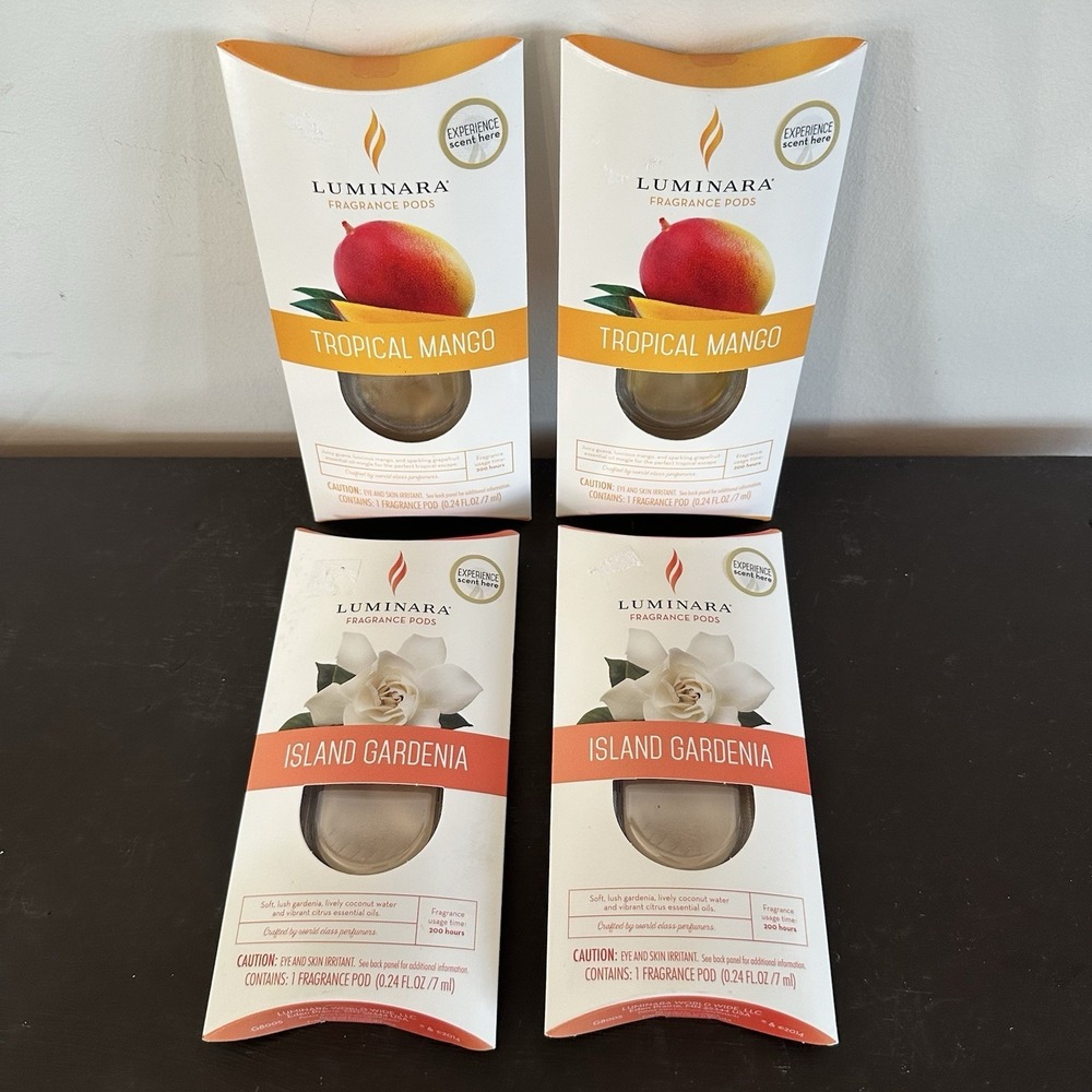 Luminara Fragrance Pod Tropical Mango Island Gardenia Refill Diffusing Candle 4